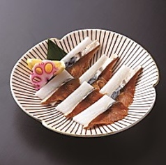 鯖の生へしこ大根スライス