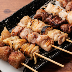 国産、地鶏の手打ち焼き鳥盛り合わせ6点