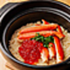 蟹といくらの釜飯