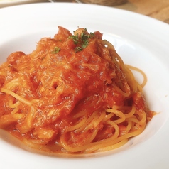 ずわい蟹と渡り蟹のトマトクリームスパゲッティ