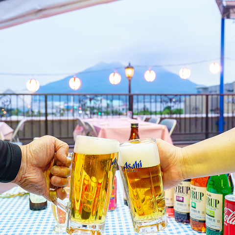 雄大な桜島を目の前に！最高のロケーションで楽しむビアガーデン！お一人様～大歓迎★