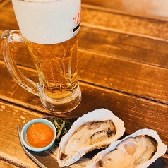 生牡蠣2個&生ビール