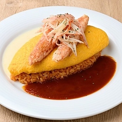 ほぼかに玉オムライス 2色ソース(カニカマボコ使用)