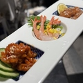 料理メニュー写真&nbsp;珍味三点盛り(鮪の酒盗・甘エビの塩麹和え・チャンジャ)