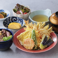 リブステーキ丼とごちそう天麩羅の晩酌定食