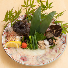活きおこぜの薄造り