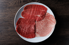 焼きしゃぶ・焼きすきスライス三種盛り(特製食べるポン酢/月見ダレ) 各二枚