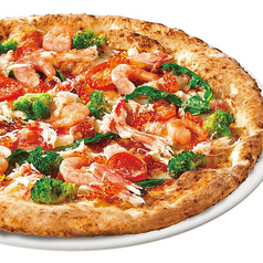 紅ズワイガニと海老、いくらのピッツァ