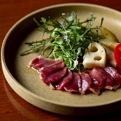 砂ずりのカルパッチョ ゲランドの塩