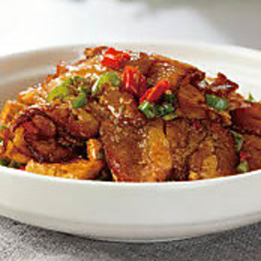 燻製豚肉と燻製豆腐の炒め