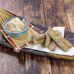 奈良漬のマスカルポーネ和え ～揚げ板そば添え～