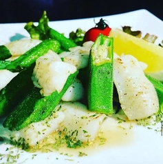 アオリイカとオクラのバター炒め