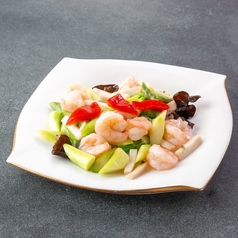 アスパラとエビ炒め