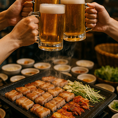 ランチもサムギョプサルが楽しめる！飲み放題もあります