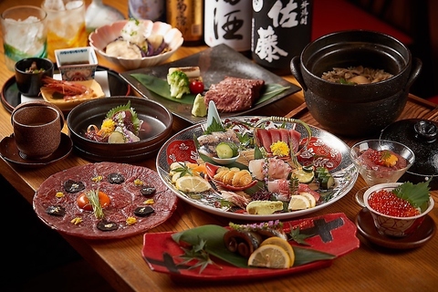 「もとぶ牛」などの美味しいお肉を堪能できる割烹料理店で沖縄の味を本格泡盛とともに