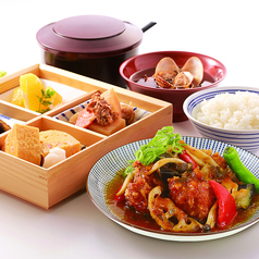 鶏と温野菜の香味たれ御膳
