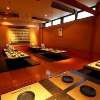 少人数から大人数まで足を伸ばして寛げる掘りごたつ個室