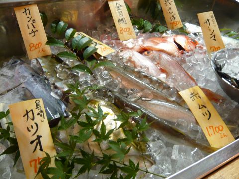 長浜市場から毎朝仕入れる旬魚が勢揃い。旨い魚を格安で提供！
