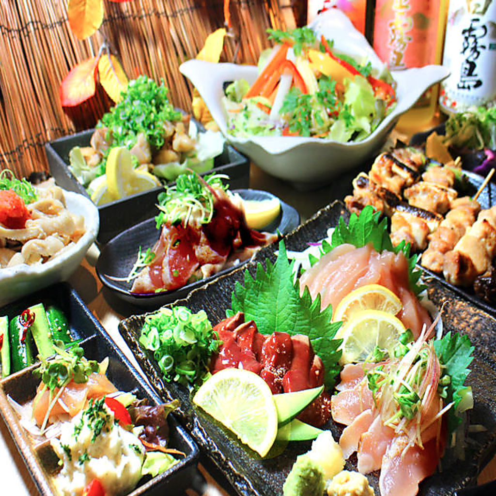 当店自慢の料理をふんだんに使った贅沢プラン、輝～かがやき～Ａコース、3H飲放付全9品4980円！