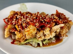 ジューシー油淋鶏！四川唐辛子ソース