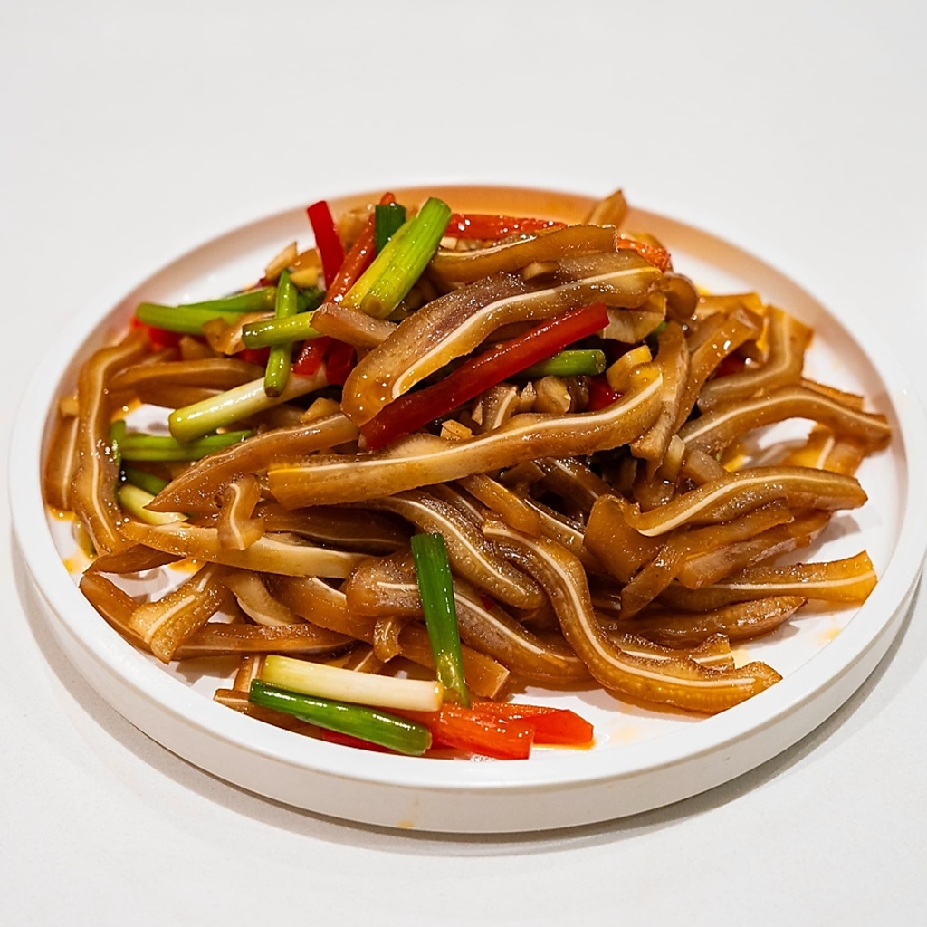 ピリ辛和えの豚耳はコリコリとした食感が魅力。ビールが進むおつまみに最適な当店人気の冷菜です。