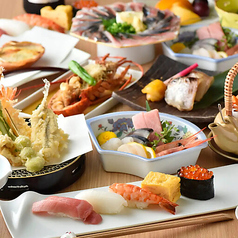 お寿司と天ぷらが楽しめる飲み放題付きコースの写真