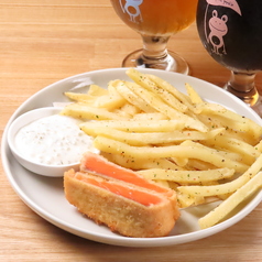 サーモンレアカツとハーブポテトのフィッシュ&チップス