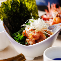 魚介出汁香るとびっこ葱とろたく　韓国海苔巻き