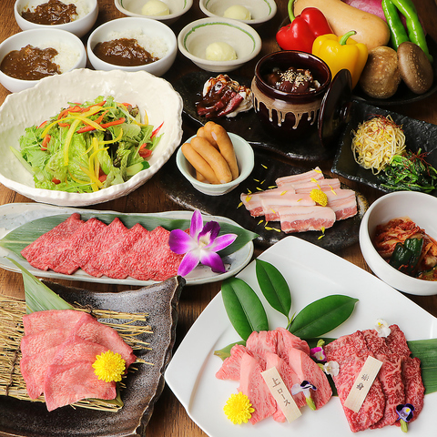 お得に【梅コース】上タンや和牛A5上赤身・上ロース等11品《90分飲み放題付》6000円