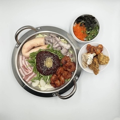 ・ランチナッコプセ(タコ、牛ホルモン、エビ炒め)セット。+〆チャーハン付き