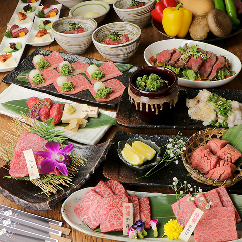 豪華【松コース】厳選和牛ざぶとんの焼きしゃぶ・赤身のステーキ等《90分飲み放題付》10000円