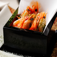 青海苔香る甘エビの唐揚げ山葵塩添え