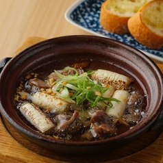 砂ずりと焼き葱のオイル焼