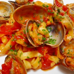 手打ち卵平麺タリアテッレ ボンゴレロッソ