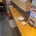 調理が目の前で楽しめるカウンター席。お一人様やデート等にもおすすめです。