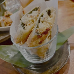 酒盗が決め手！帆立とクリームチーズの春巻き