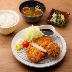 三元豚かつと牛たんメンチカツ定食