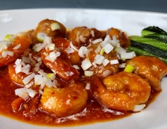 鶏と海老のチリソース煮