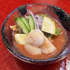 帆立と夏野菜のガスパチョ風サラダ