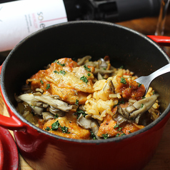 Spicy Chicken and Mushrooms Tiella barese (Italian cooked Rice)