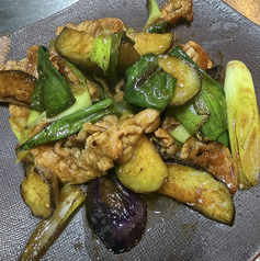 ナスと九条ねぎ豚焼き