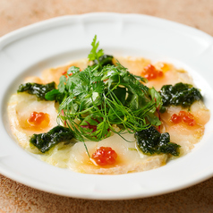 三陸産ヒラメと生海苔のカルパッチョ