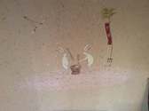 お座敷に広がる壁には可愛くうさぎの絵がかいてあります♪『月兎』の遊び心です☆