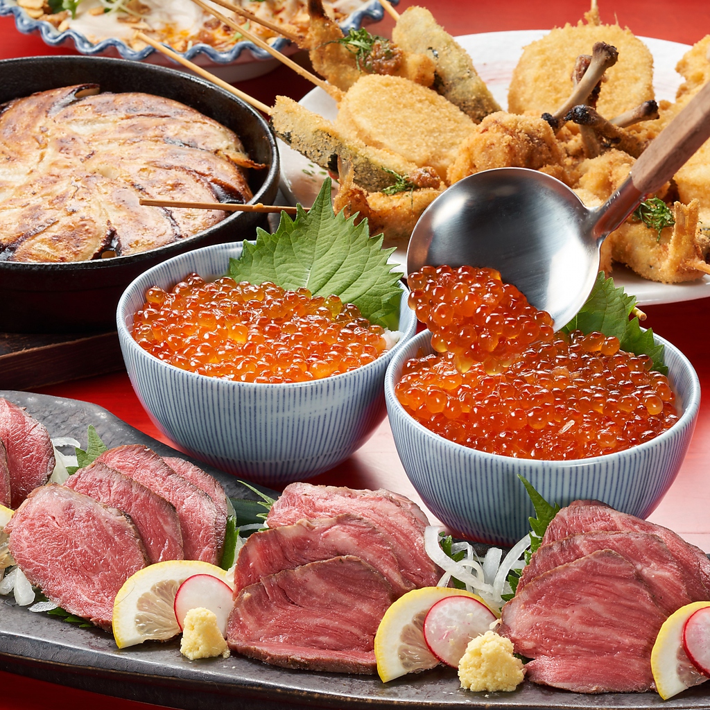 鮮度◎の海鮮や、会津名産の馬刺し、福島牛・ 伊達鶏串焼きなど贅沢なメニューでおもてなし！