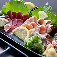 霜降り刺身の三種盛り