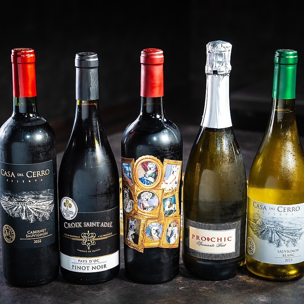 ソムリエ厳選のワイン　和牛とワインのマリアージュをお楽しみください