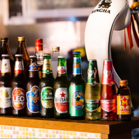 種類豊富なアジアンビールで乾杯