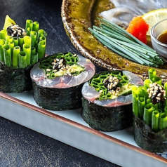 鯵の薬味の葉巻き