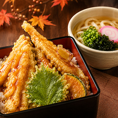 穴子天重と温うどんのセット