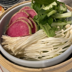 野菜のセイロ蒸し (カボス胡麻ポンズ)